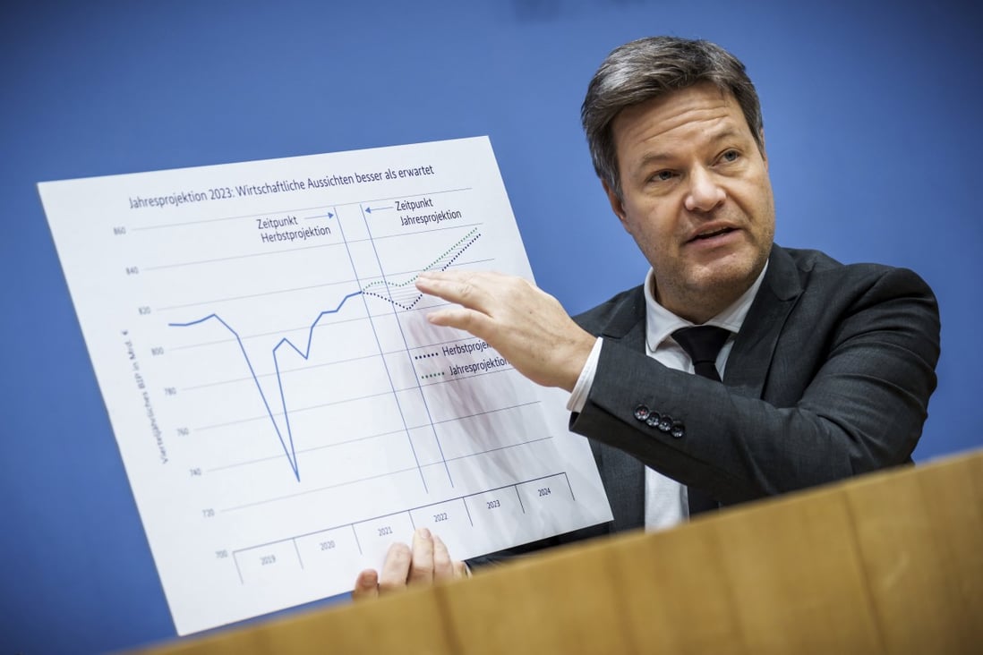 German Economy and Climate Minister Robert Habeck speaks during the presentation of the Government’s Annual Economic Report 2023 in Berlin. Photo: AP