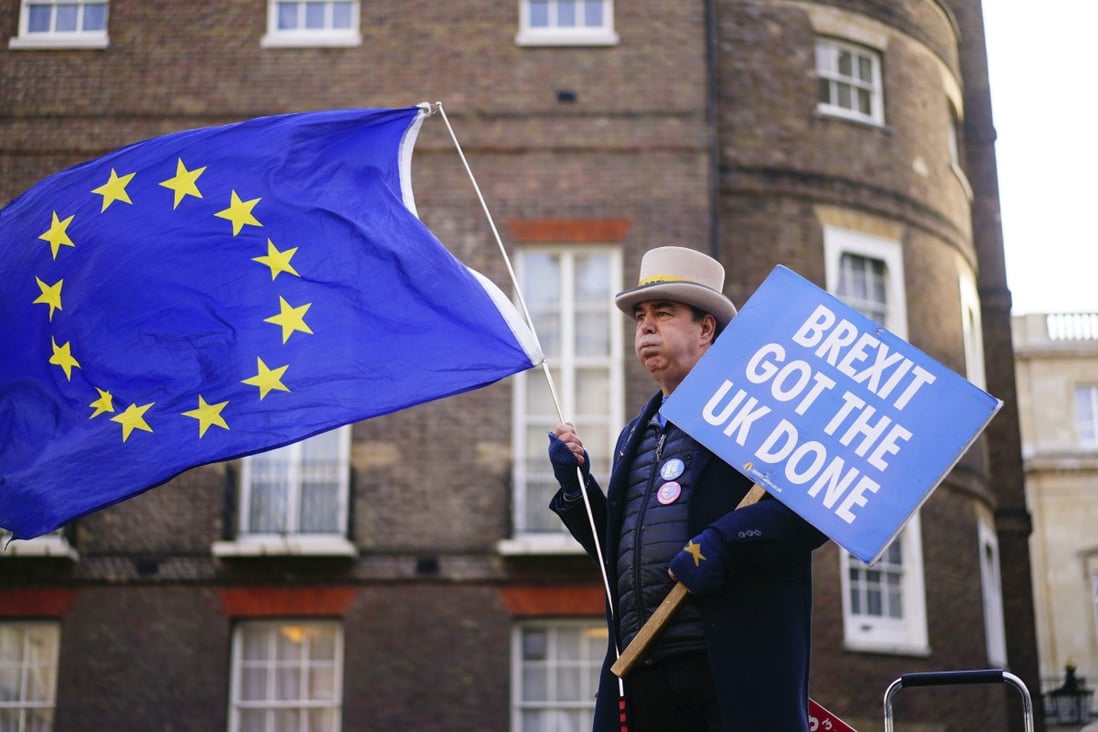 An anti-Brexit protester in London. A recent YouGov poll found 63 per cent think the government is handling the issue of Brexit badly. Photo: AP