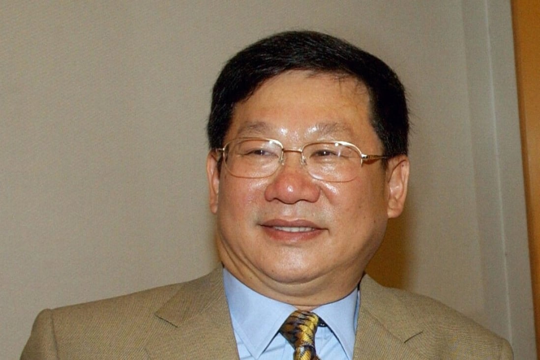 Zhang Li, co-founder of R&F Properties, during a press conference in Hong Kong. Photo: Imaginechina/AP 