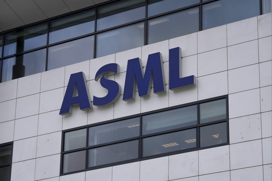 The ASML logo seen outside the company’s head office in Veldhoven, Netherlands. Photo: AP