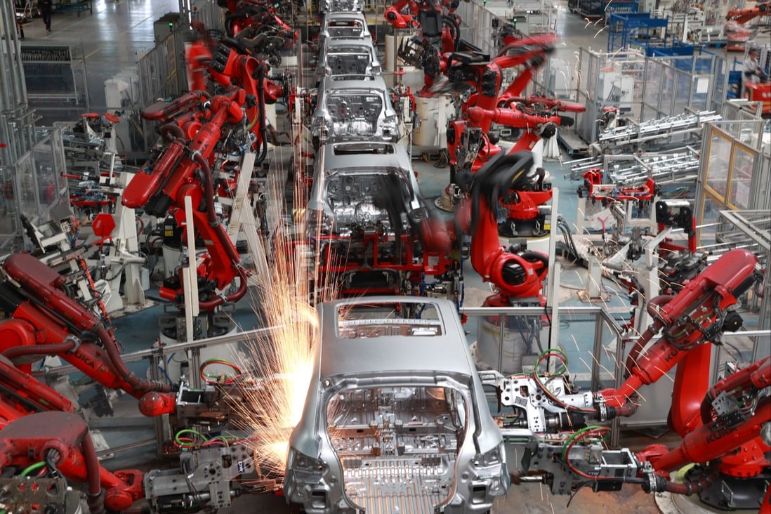 A factory of Chinese EV start-up Leapmotor in Jinhua, Zhejiang province. Leekr’s major clients are Chinese carmakers, its co-founder says. Photo: Getty Images