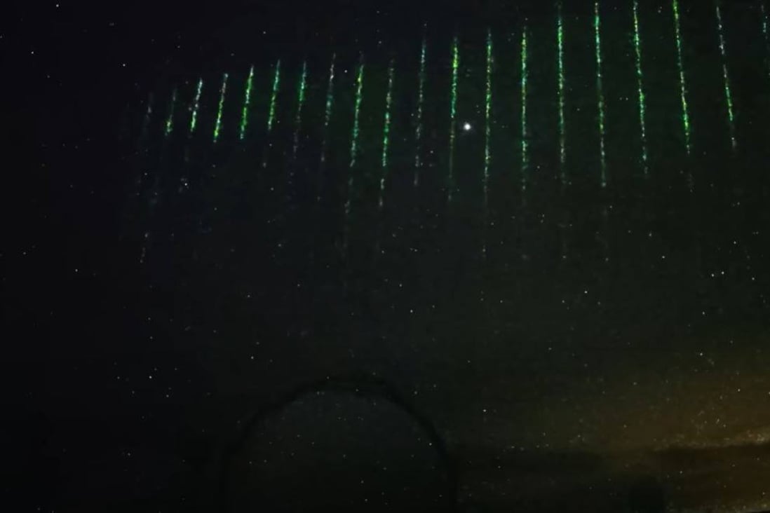 Japanese astronomers said the green laser lights spotted over Hawaii in January were likely from a Chinese weather satellite. Photo: YouTube