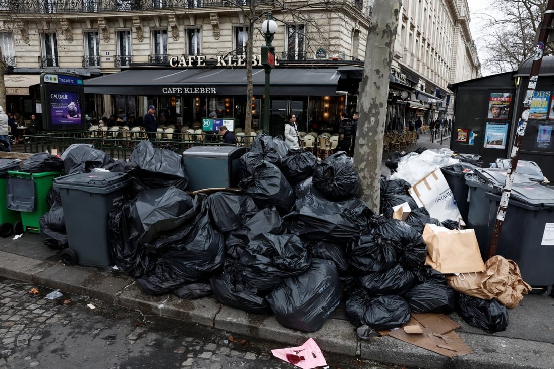 Garbage piles up in Paris as French pension strikes continue South