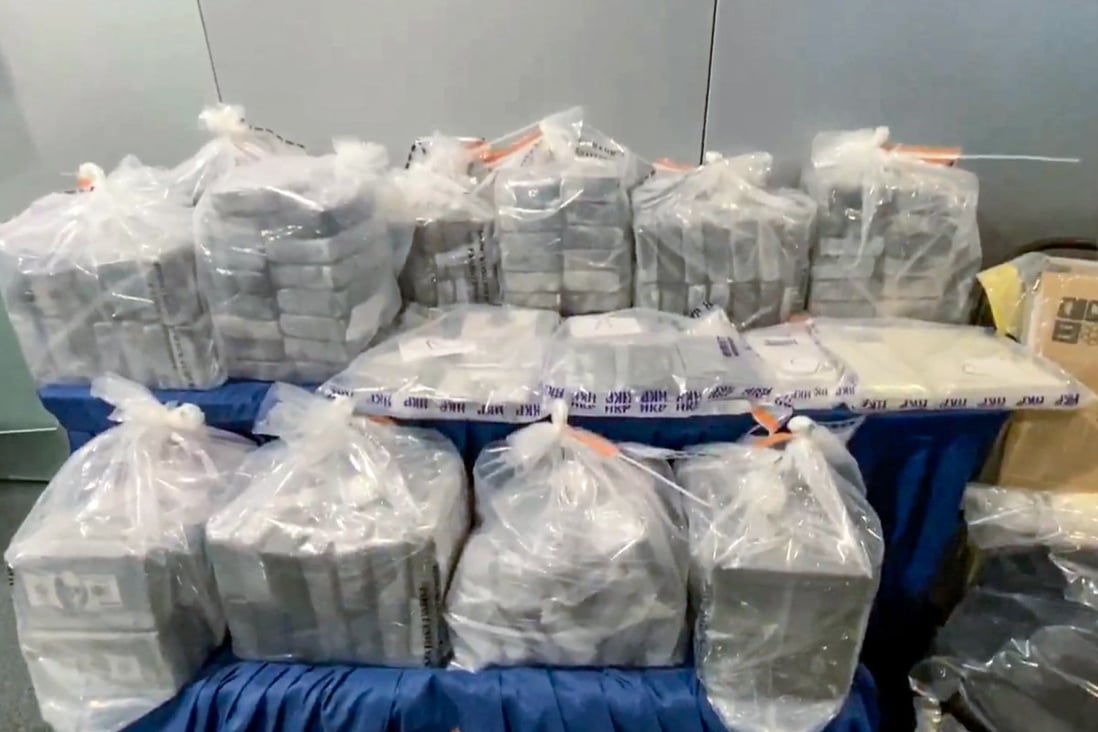 The cocaine was confiscated in Fanling during an anti-drugs operation on Tuesday. Photo: Handout 