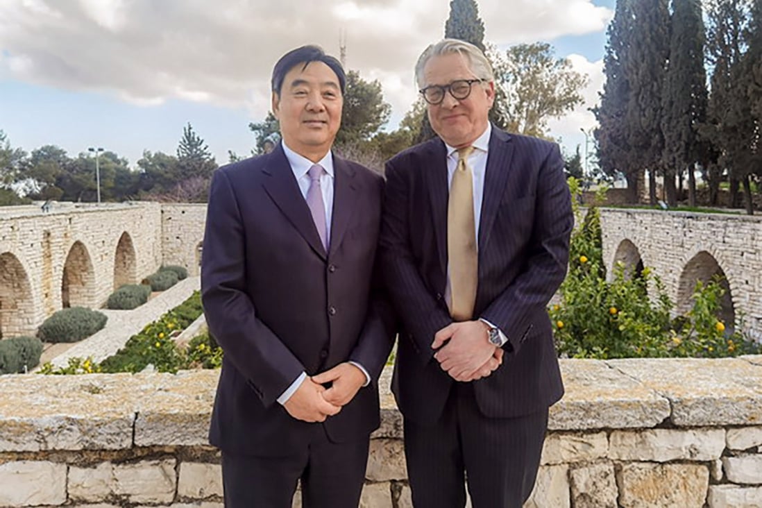 China’s special envoy to the Middle East Zhai Jun, left, with UN special coordinator for the Middle East peace process Tor Wennesland in Jerusalem. Photo: China Ministry of Foreign Affairs