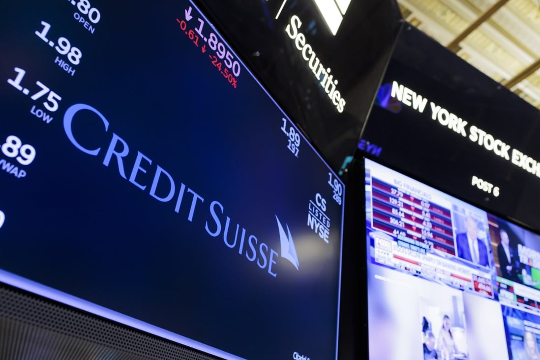 A screen shows Credit Suisse’s stock price on the floor of the New York Stock Exchange in New York on March 15, 2023. Photo: EPA-EFE