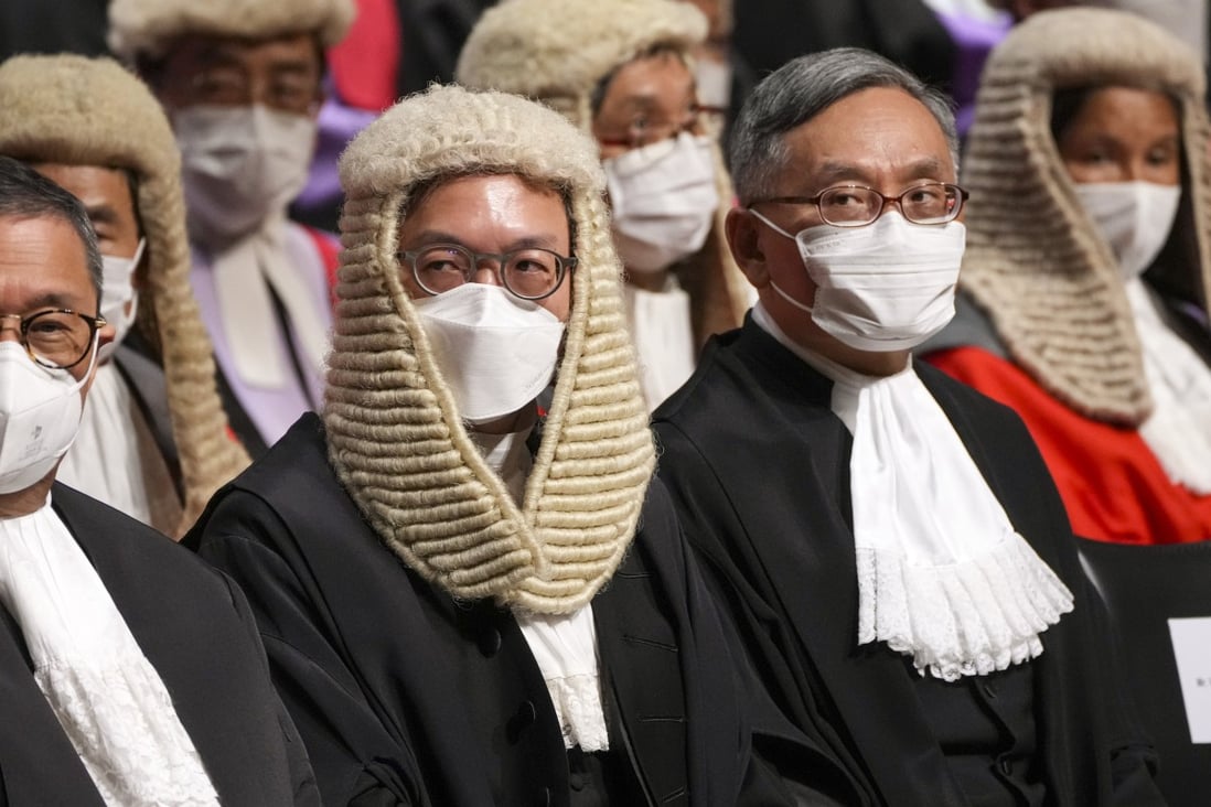 (L-R)The Chief Justice of the Court of Final Appeal, Andrew Cheung Kui-nung and Secretary for Justice Paul Lam Ting-kwok attend the Ceremonial Opening of Legal Year 2023 at City Hall in Central. Photo: Sam Tsang
