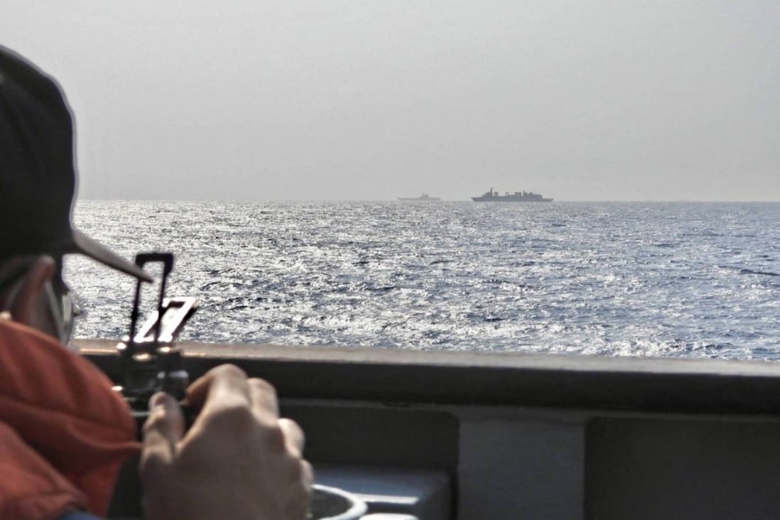 The Shandong aircraft carrier group passing through the Bashi Strait on Wednesday. Photo: Taiwanese National Defence Ministry