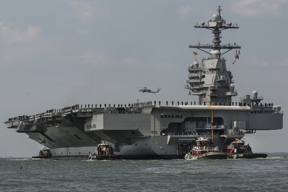 A simulated war-game has pitted Chinese hypersonic weapons against the US Navy’s newest aircraft carrier the USS Gerald R. Ford. Photo: AP