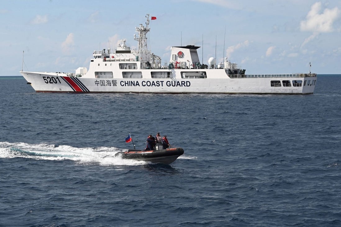A Chinese coast guard ship after conducting a survey at Second Thomas Shoal in the Spratly Islands in the disputed South China Sea. Photo: AFP A Chinese coast guard ship after conducting a survey at Second Thomas Shoal in the Spratly Islands in the disputed South China Sea. Photo: AFP