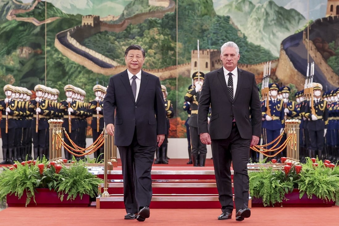 Chinese President Xi Jinping with Cuban President Miguel Diaz-Canel in Beijing on November 25, 2022. On Saturday, a Biden administration official said China has been operating a spy base in Cuba since at least 2019. Photo: Xinhua