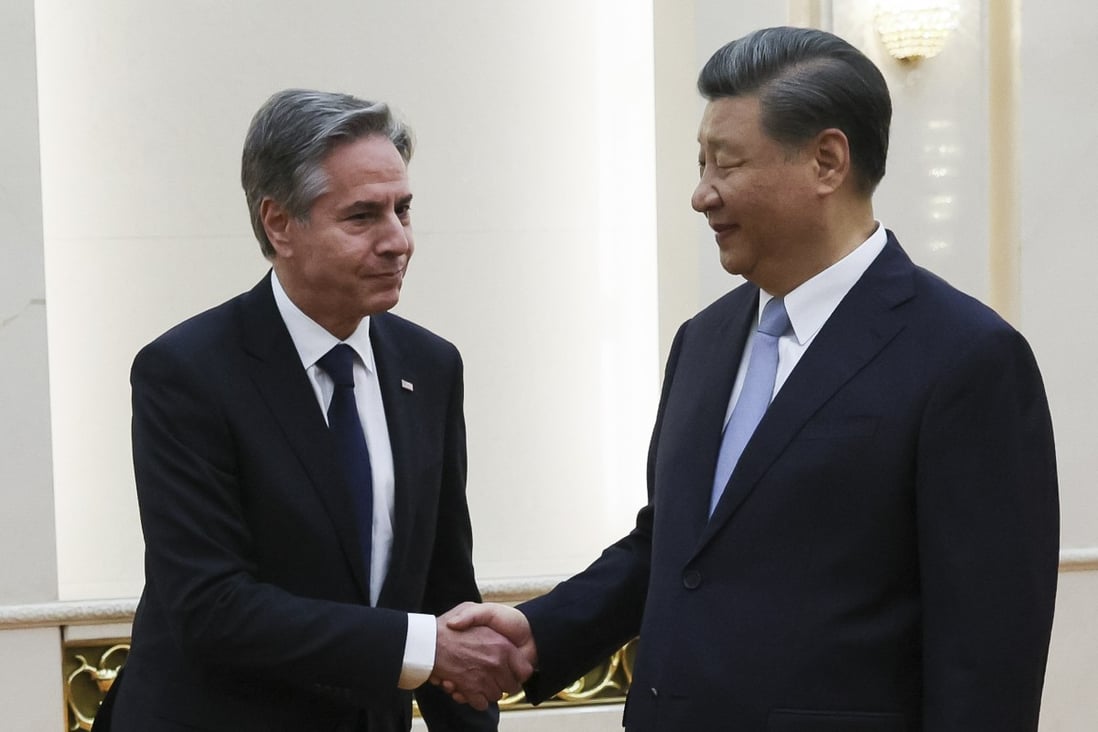 US Secretary of State Antony Blinken (left) shakes hands with President Xi Jinping at the Great Hall of the People in Beijing on June 19. Blinken’s visit has sparked hope for better US-China relations. Photo: AP