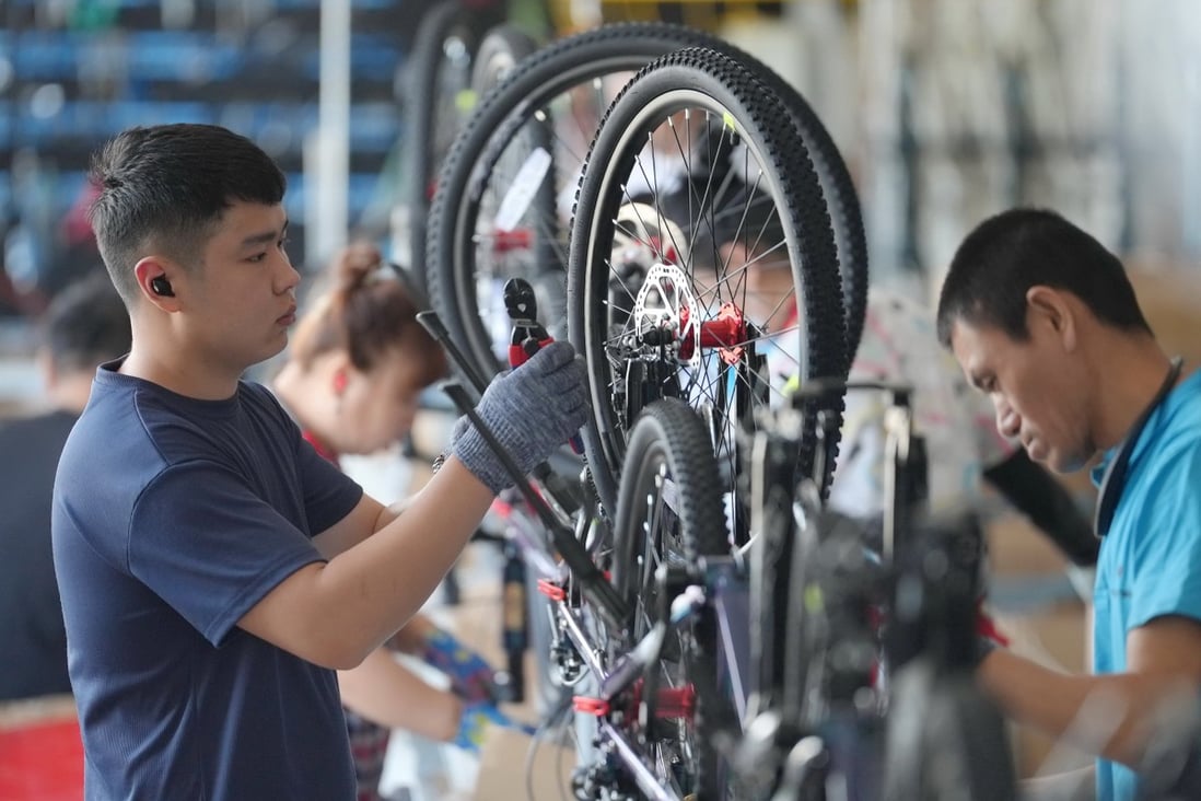 China’s Caixin/S&P Global manufacturing purchasing managers’ index (PMI) fell to 50.5 last month, down from 50.9 in May, data released on Monday showed. Photo: Xinhua
