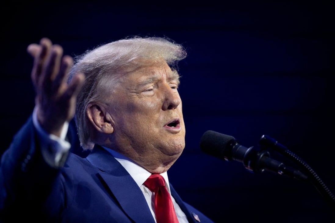 Former US President and Republican presidential candidate Donald Trump speaks during the Turning Point Action Conference in West Palm Beach, Florida, on July 15. Photo: Reuters