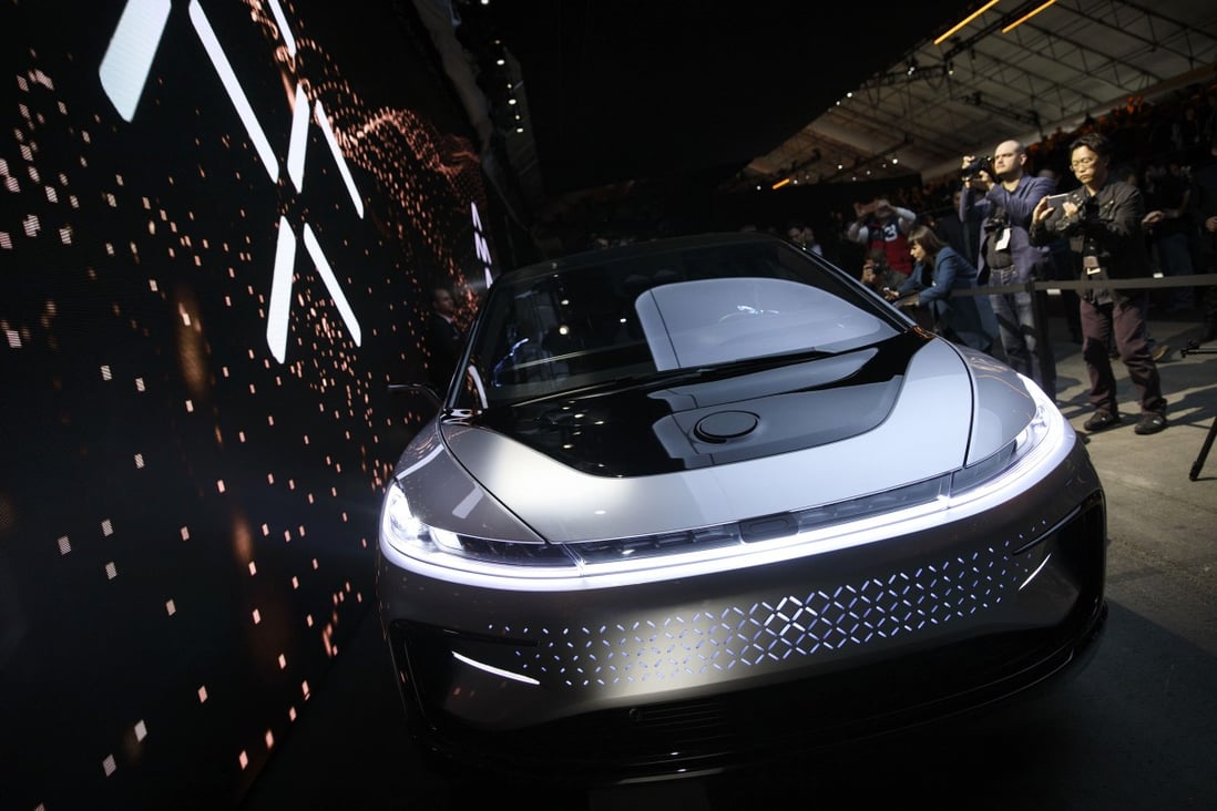 Faraday Future’s FF91 electric car is unveiled at the Consumer Electronics Show, in Las Vegas, Nevada, on January 3, 2017. Photo: Bloomberg