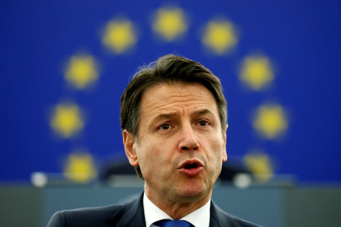 Italy's Prime Minister Giuseppe Conte addresses the European Parliament during a debate on the future of Europe in Strasbourg, France, on February 12, 2019. Photo: Reuters