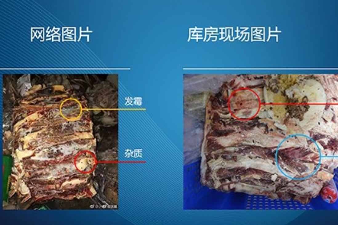 Authorities compared photos of spoiled meat on social media with samples taken from the canteen, saying the samples met food safety standards. More test results are expected on Monday. Photo: Weibo