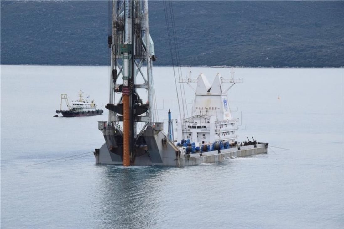 First pile goes in for the European Union-funded Peljesac Bridge, which is being built by a Chinese state firm and is due to be finished in 2022. Photo: Handout