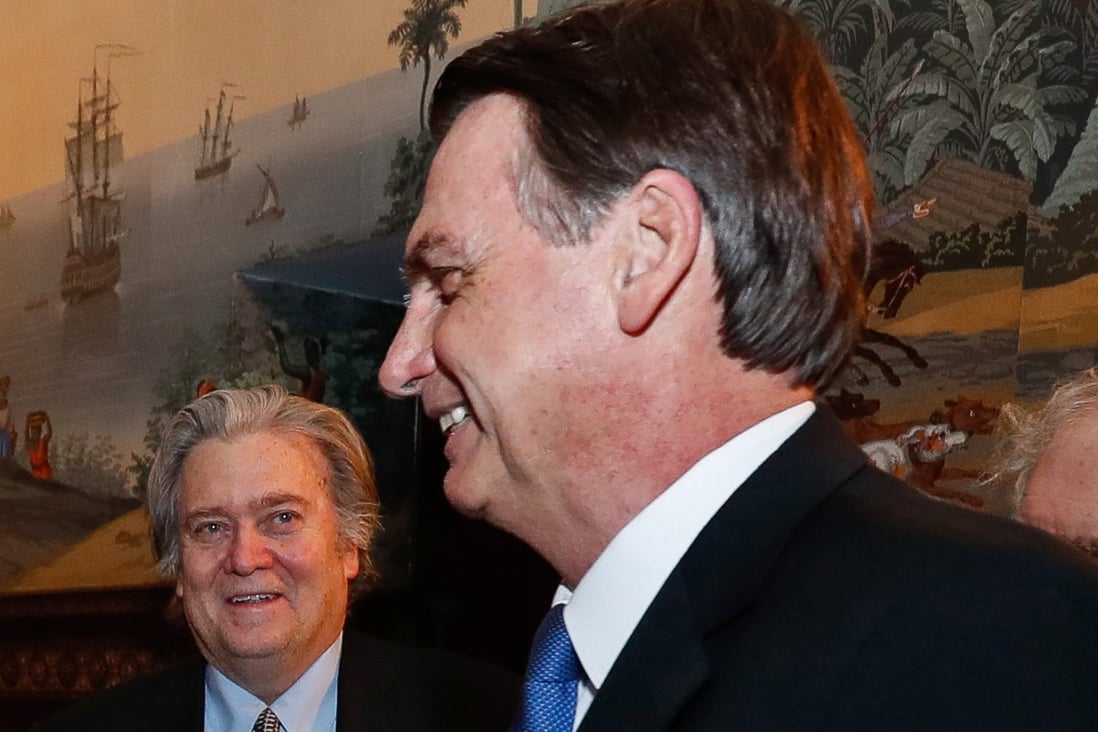 Brazilian President Jair Bolsonaro and Steve Bannon in Washington DC. Photo: AFP