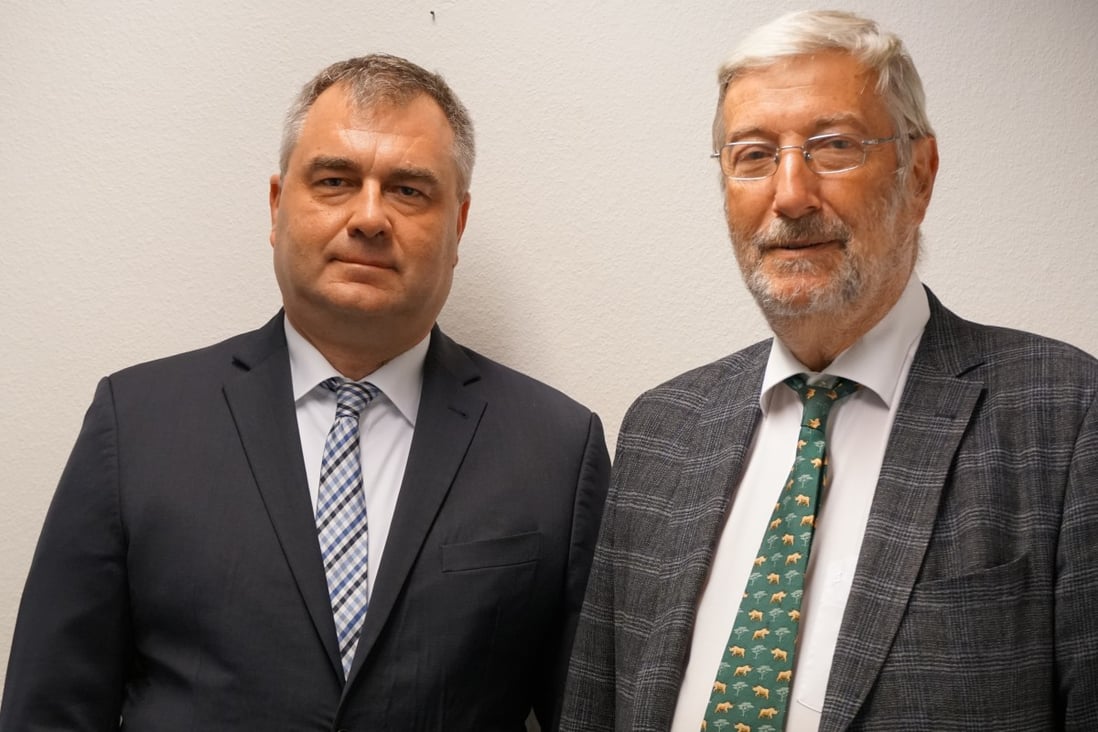(From left) Dr David Claivaz, acting dean, and Philippe Du Pasquier, president of the board