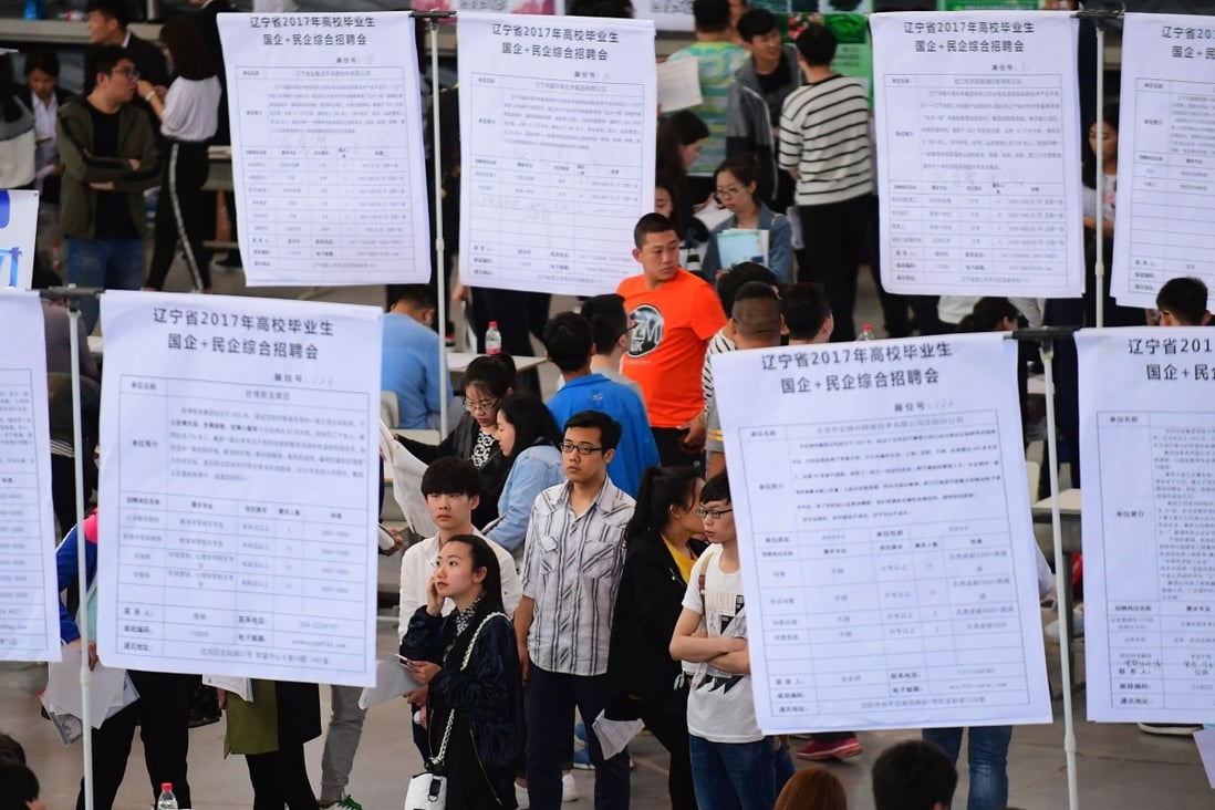 China wants to create 11 million new jobs this year to cap the surveyed urban unemployment rate at around 5.5 per cent and registered unemployment rate within 4.5 per cent. Photo: AFP