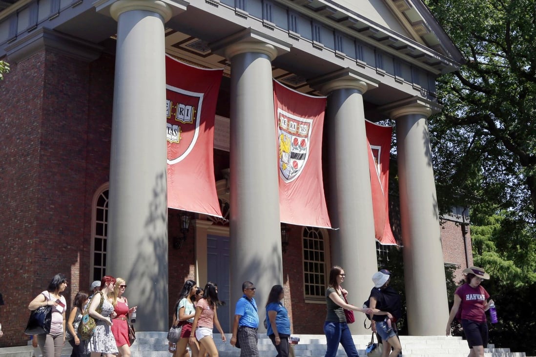 A tour group walks through the campus of Harvard University in Cambridge, Massachusetts. Photo: AP