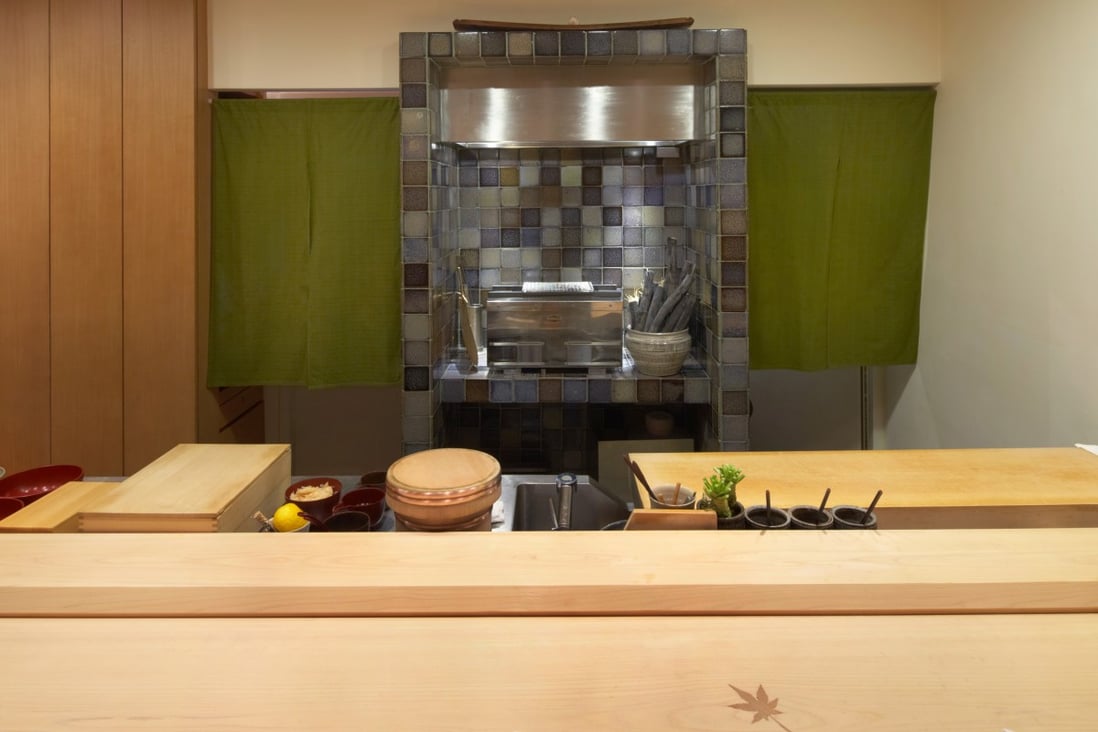 The sushi counter at Sushi Shikon has only eight seats.