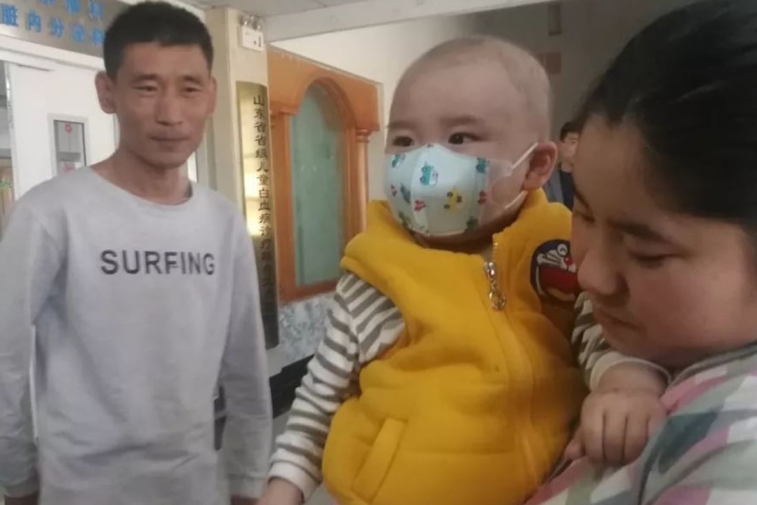 Tang Shaolong’s chance meeting with a vegetable wholesaler means he can now afford to pay for a bone marrow transplant for his two-year-old son. Photo: Handout