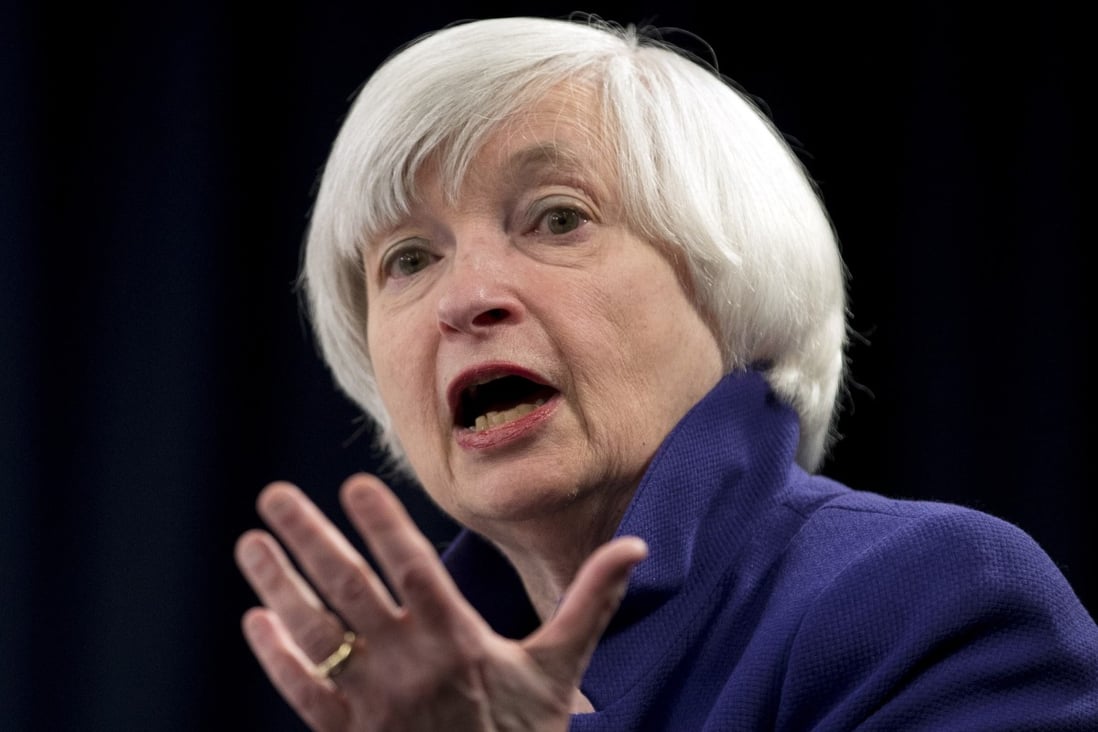 Former US Federal Reserve chair Janet Yellen says she does not “see a recession in the US as particularly likely”. Photo: AP