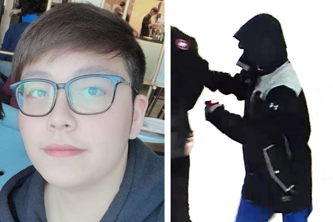 Kidnap victim Lu Wanzhen (left), and a CCTV image of one of his attackers, wielding what appears to be a stun gun. Photo: York Regional Police