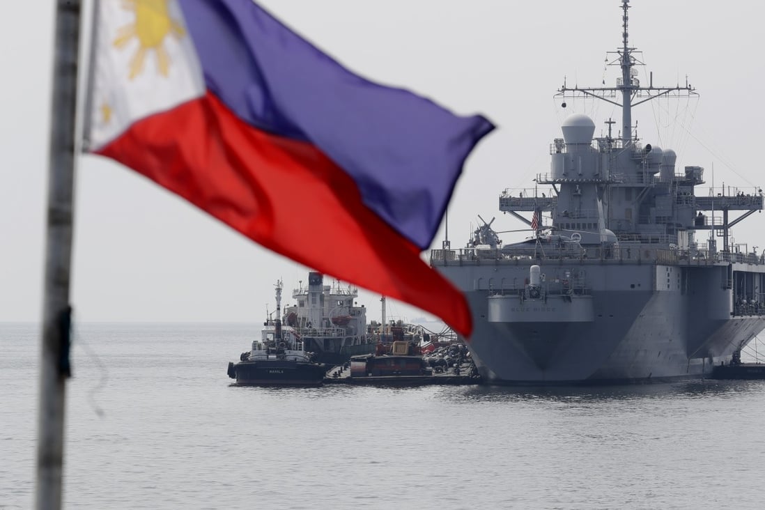 A US navy ship anchored off Manila Bay, Philippines. Photo: AP