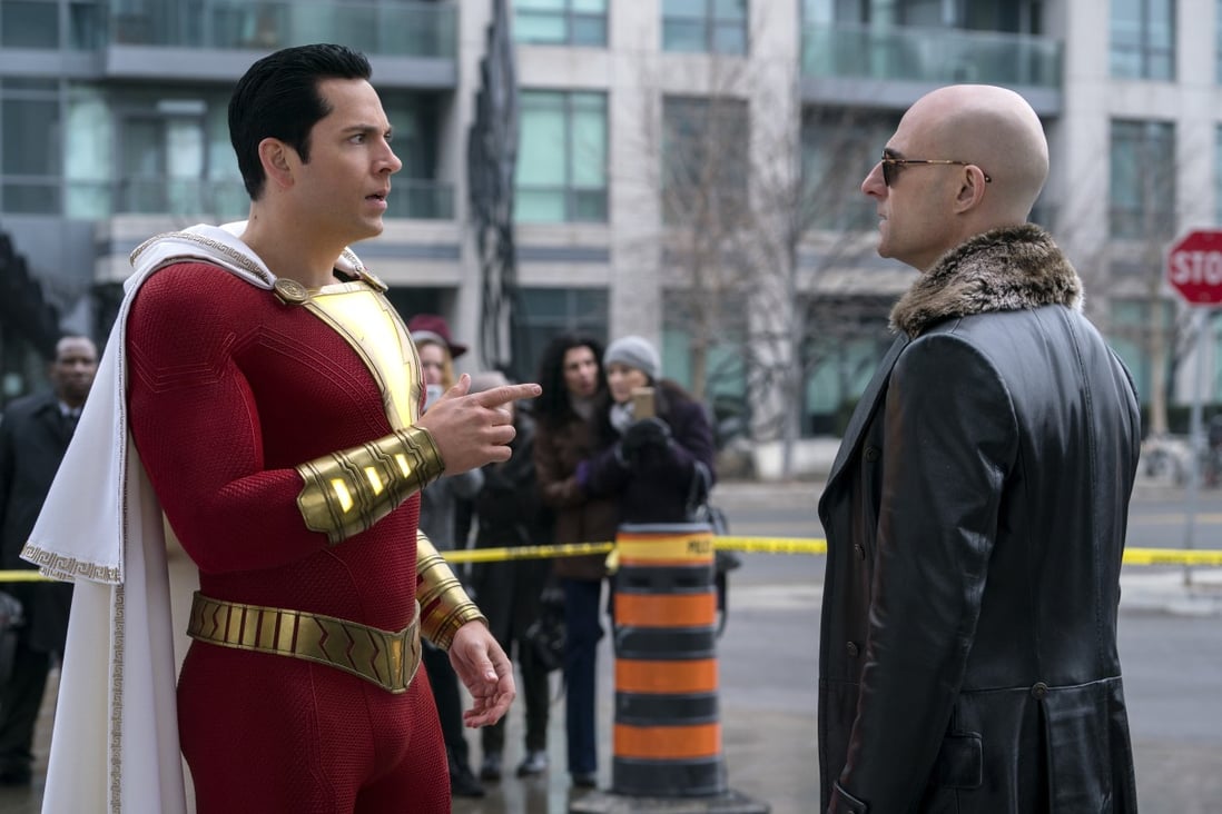 Zachary Levi (left) and Mark Strong in a still from Shazam! (category TBC), directed by David F. Sandberg.