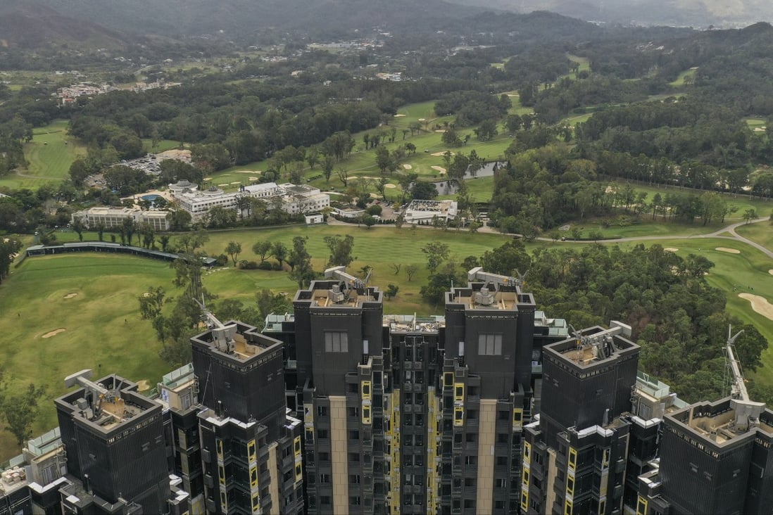 The Eden Manor residential development in Kwu Tung overlooks the Hong Kong Golf Club course at Fanling, with the historic clubhouse in the distance. Photo: Winson Wong