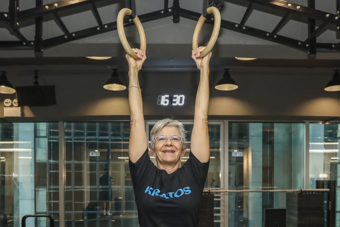 Carol Farrington, 63, exercises at Kratos Performance Training Studio in Hong Kong. The yoga instructor is fitter than many people a third of her age, her personal trainers says. Photo: Roy Issa