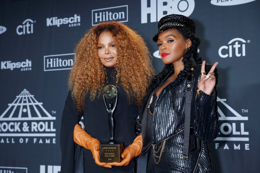 Inductee Janet Jackson (left) and singer Janelle Monae at the Rock and Roll Hall of Fame induction ceremony in Brooklyn on March 29, 2019. Photo: Reuters