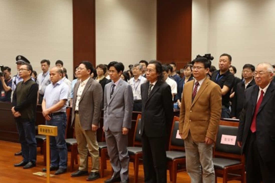 Gu Chujun, extreme right, during the Supreme People’s Court hearing in Shenzhen on Wednesday. Photo: Handout