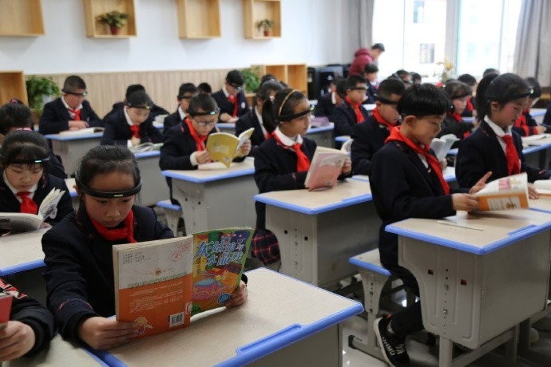 Chinese students use BrainCo’s headbands in class. Photo: Handout