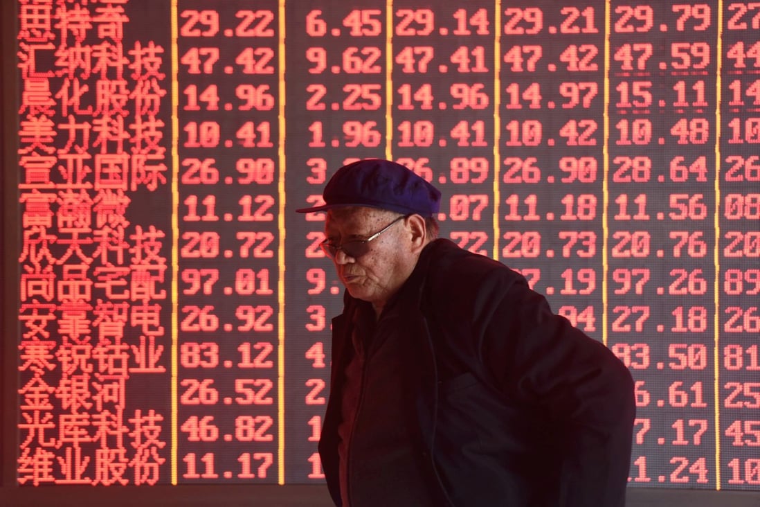 A brokerage firm in Hangzhou, in China’s eastern Zhejiang province. According to one industry observer, Hong Kong’s Hang Seng Index may fall back to 29,000 by the end of April. Photo: Reuters