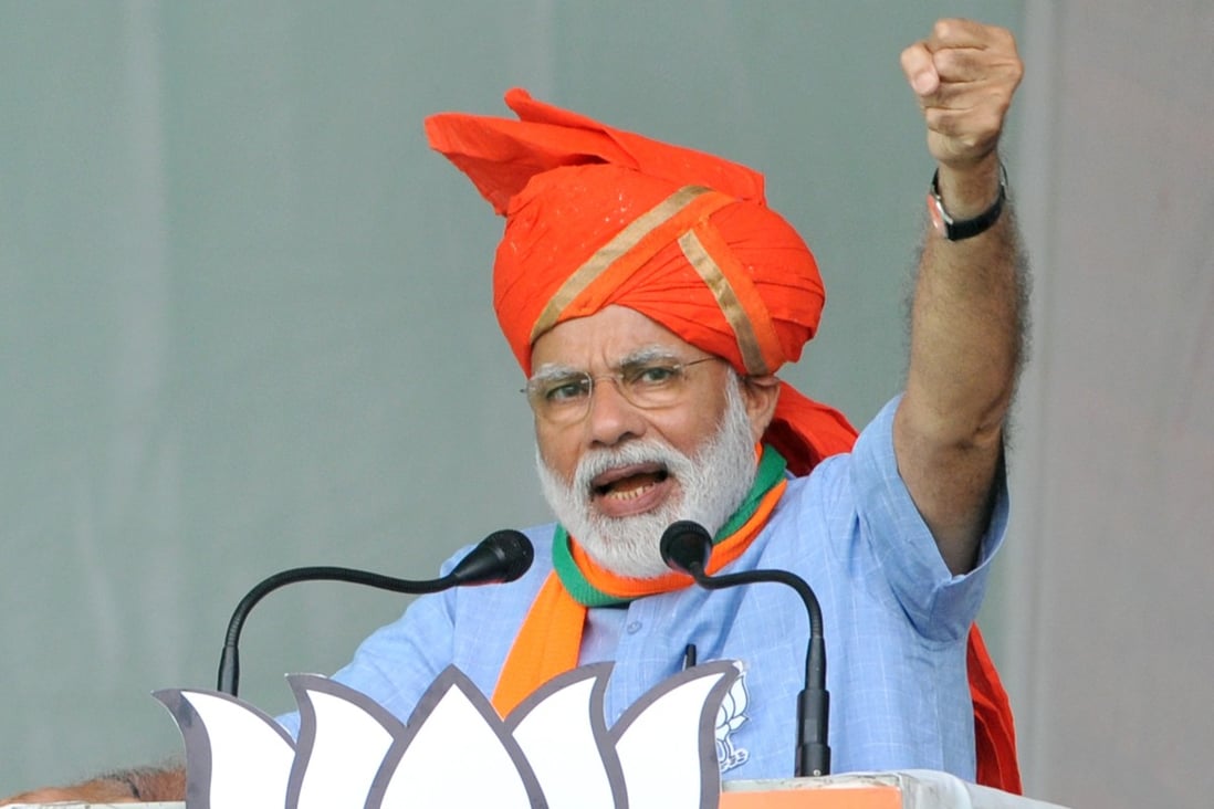 Indian Prime Minister Narendra Modi speaks during an election campaign south of Jammu city. Photo: Xinhua