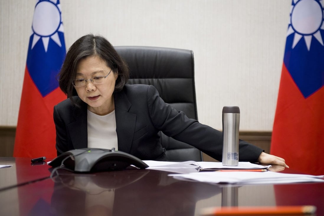 Taiwanese leader Tsai Ing-wen speaks with US president-elect Donald Trump in her office in Taipei on December 2, 2016. The call infuriated Beijing. Photo: EPA