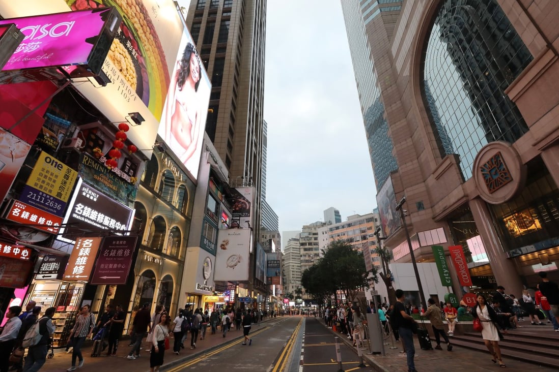 Hong Kong’s retail market peaked in 2013 to 2014 and entered into a downturn in 2015 lasting two years. Some of the highest retail rents in the city during the peak were at Russell Street in Causeway Bay. Photo: Dickson Lee