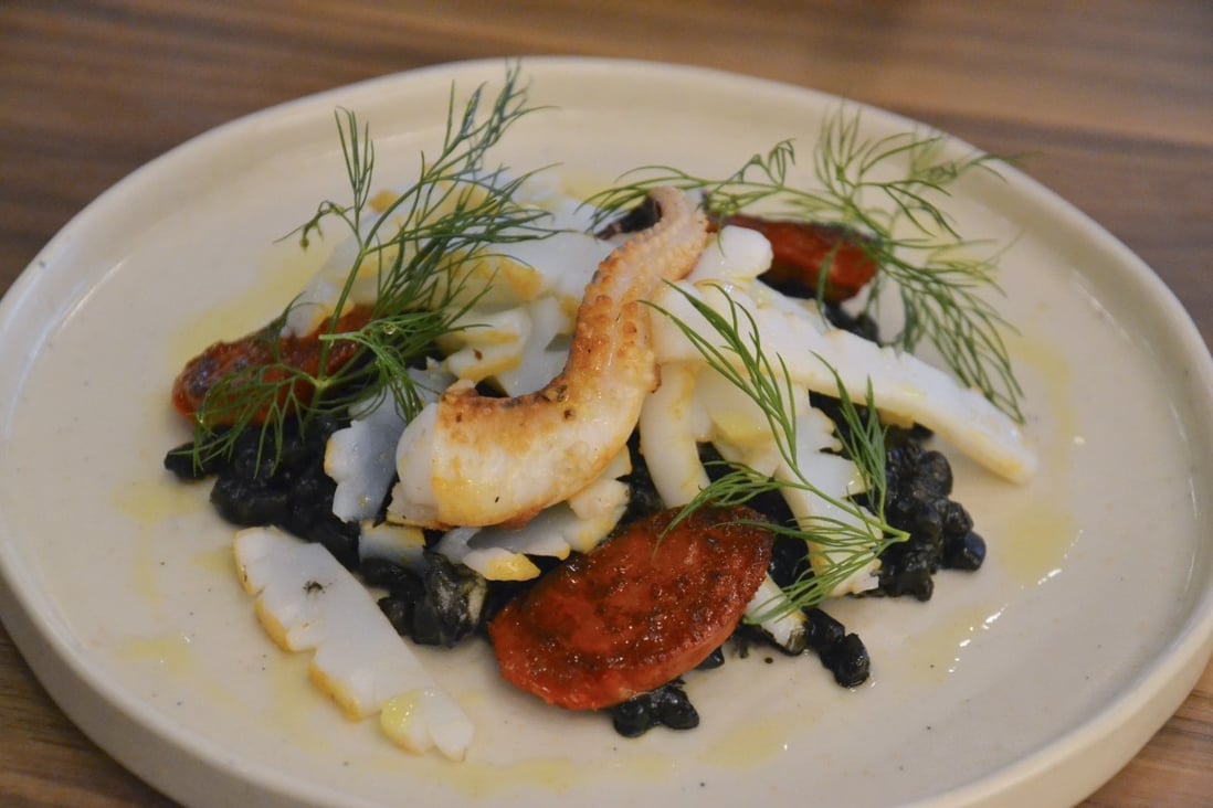 Chargrilled cuttlefish with squid ink spelt and chorizo was a stand-out dish at Art Yard Bar and Kitchen in London. Photo: Chris Dwyer