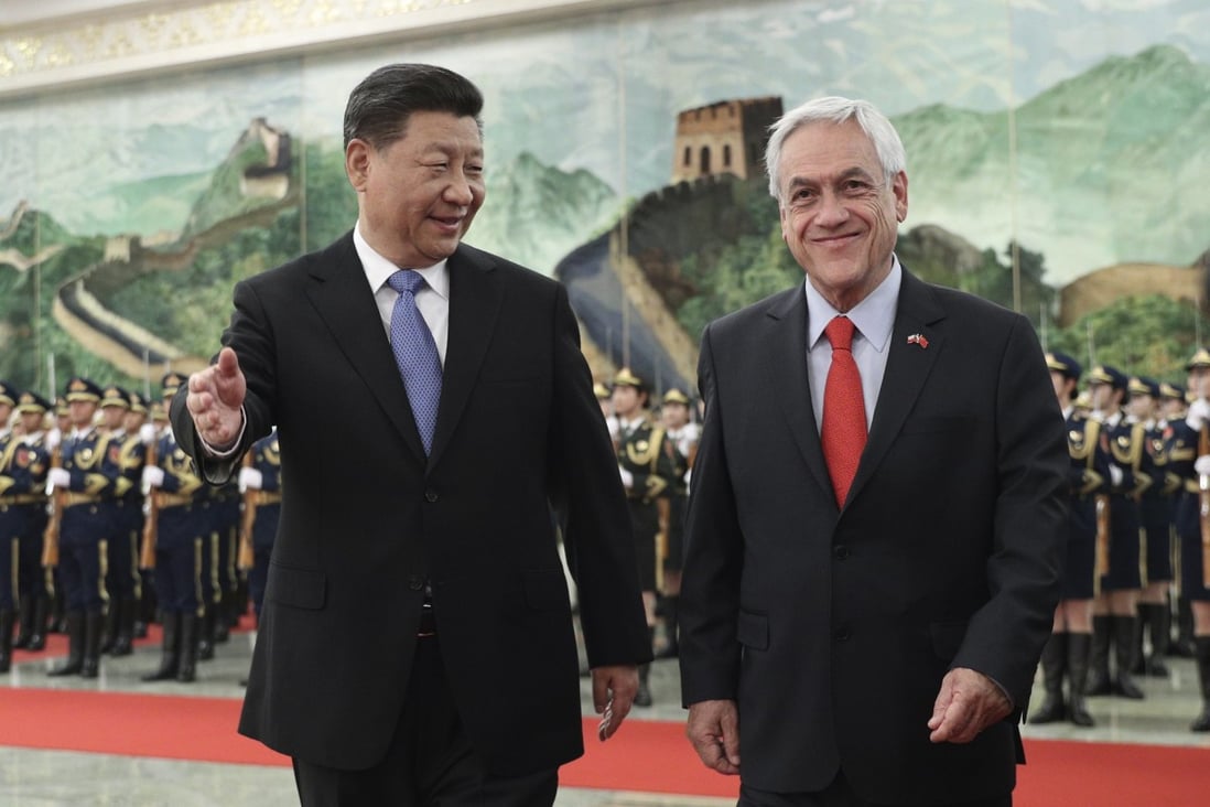 Chinese President Xi Jinping and his Chilean counterpart Sebastian Pinera in Beijing last week. Photo: AFP