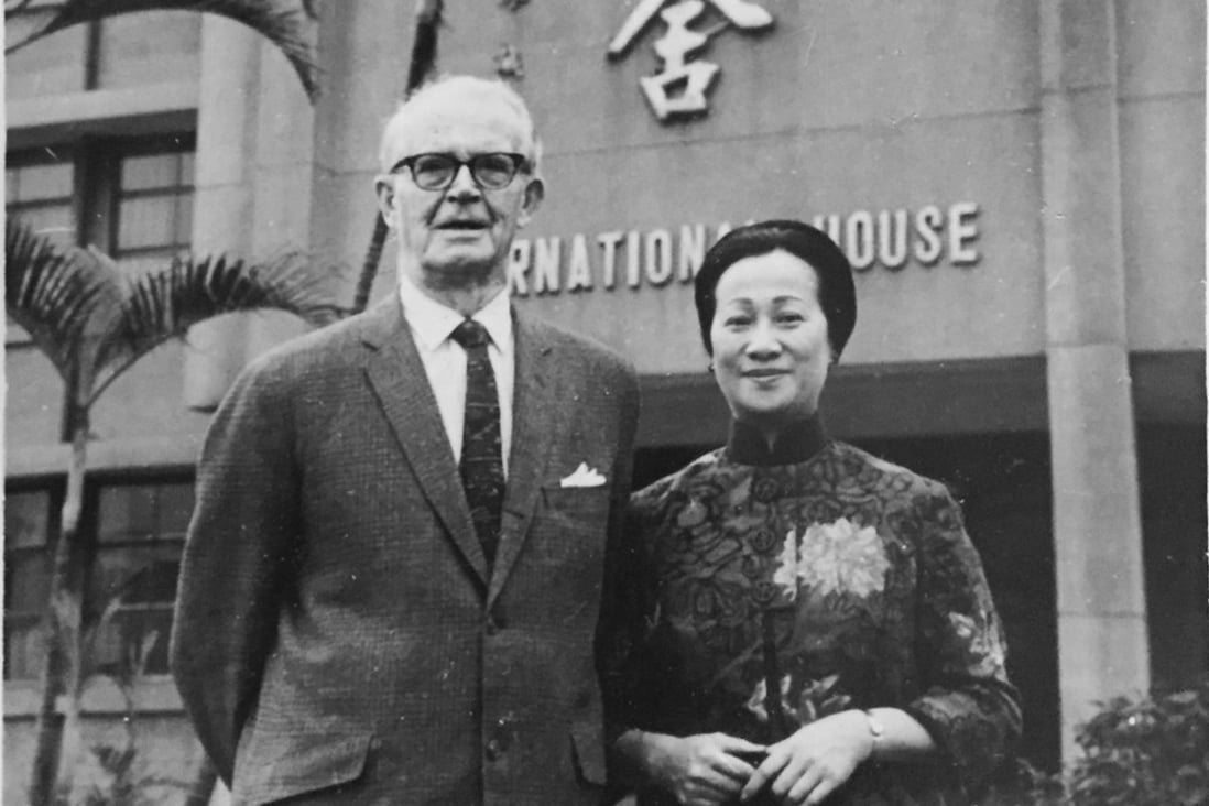 An 83-year-old Harry Edmonds, the founder of International House, in front of I-House Taipei on his 1966 world tour. Photo: courtesy of Alice Lewthwaite.