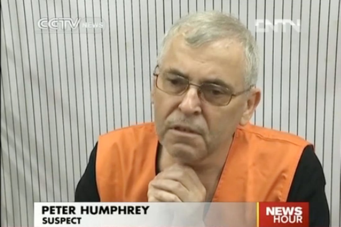 A screen grab showing Peter Humphrey in the 2014 CCTV broadcast. Photo: CCTV