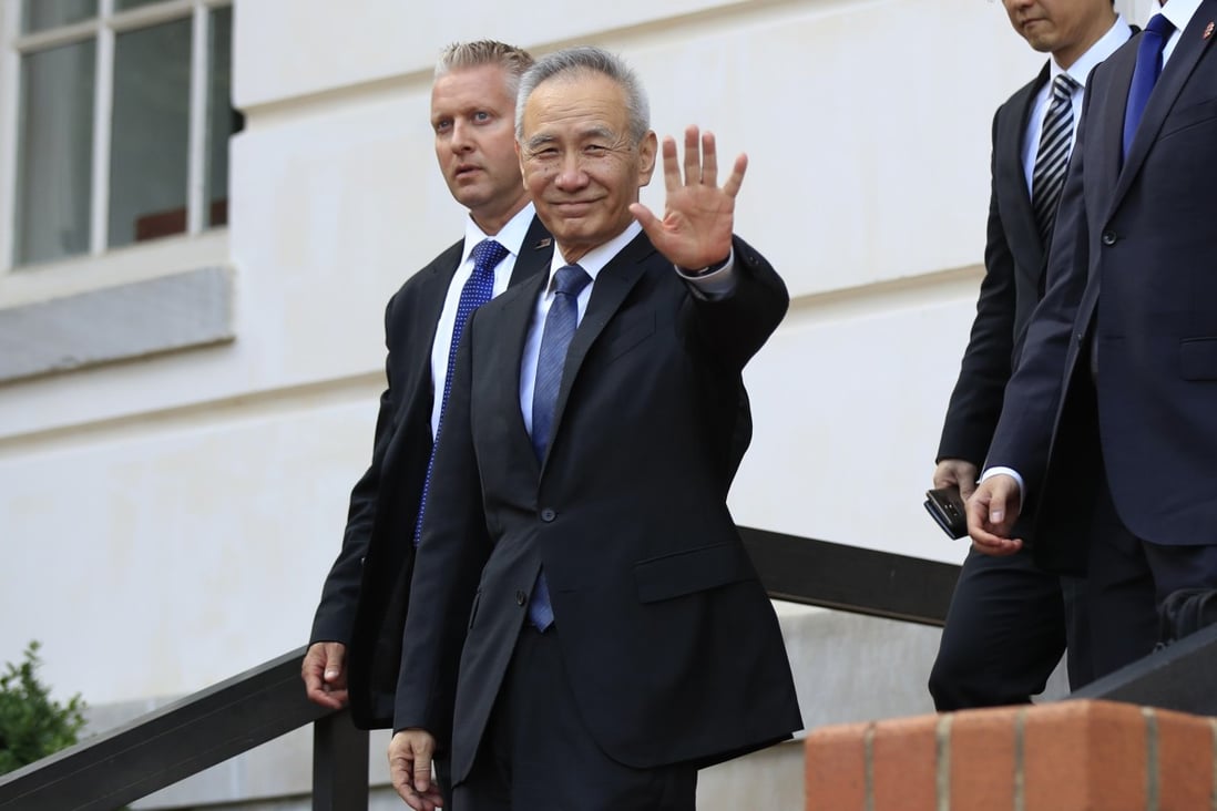 Chinese Vice-Premier Liu He leaves the Office of the United States Trade Representative in Washington on Thursday. Photo: AP