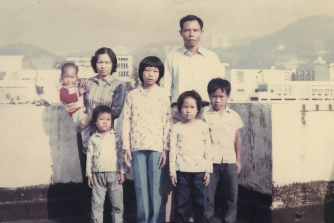 The Ly family, who established America’s only baijiu distillery in Portland, Oregon, pose for a photograph on the rooftop of their refugee accommodation in Hong Kong. Photo: courtesy of Michelle Ly