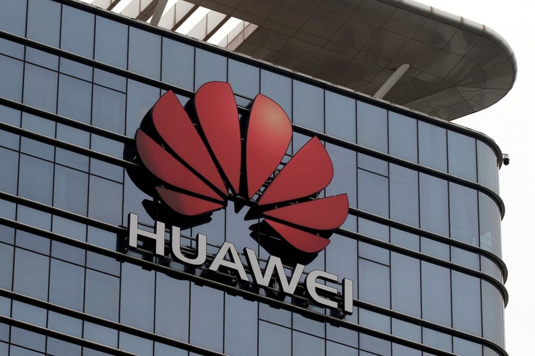 The Huawei logo outside its factory campus in Dongguan in March. Photo: Reuters