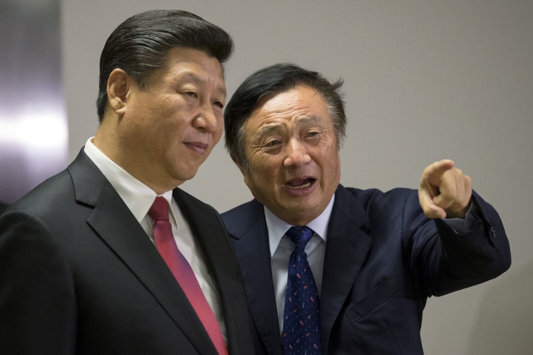 Chinese President Xi Jinping (left) is being shown around Huawei’s offices in London by its founder Ren Zhengfei, in October 2015. One of the primary concerns about Huawei’s operations is its link to the Chinese state. Photo: Reuters