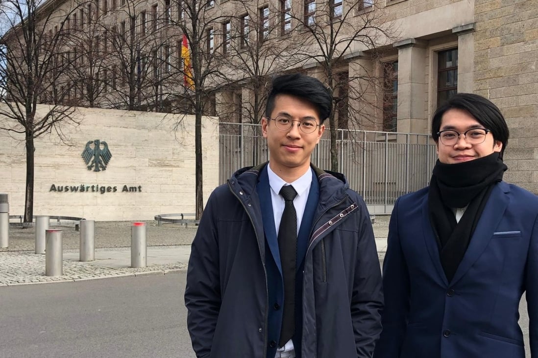 Hong Kong pro-independence activists Ray Wong (left), and Alan Li have been granted refugee status in Germany. Photo: Ray Wong